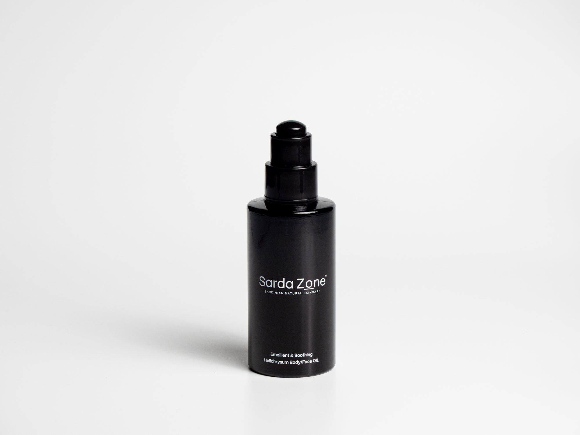 Sarda Zone Helichrysum Body/Face OIL in a black pump bottle